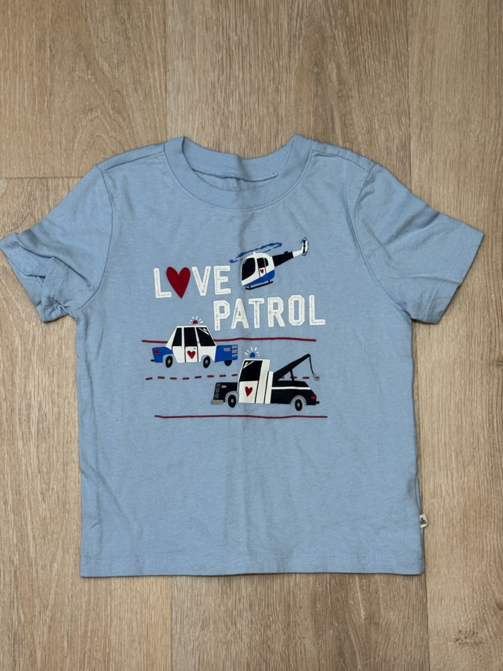 GAP Light Blue 'Love Patrol' Tee with Rescue Vehicle Graphics